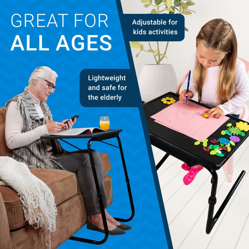 Table Mate Table-Mate TV Tray Table | Portable Desk Folding Dinner Tray, Couch Table Trays for Eating Snack Food, Portable Laptop Desk, Bed Trays for Eating | Adjustable TV Trays with 3 Angles and Cup Holder - Image 5